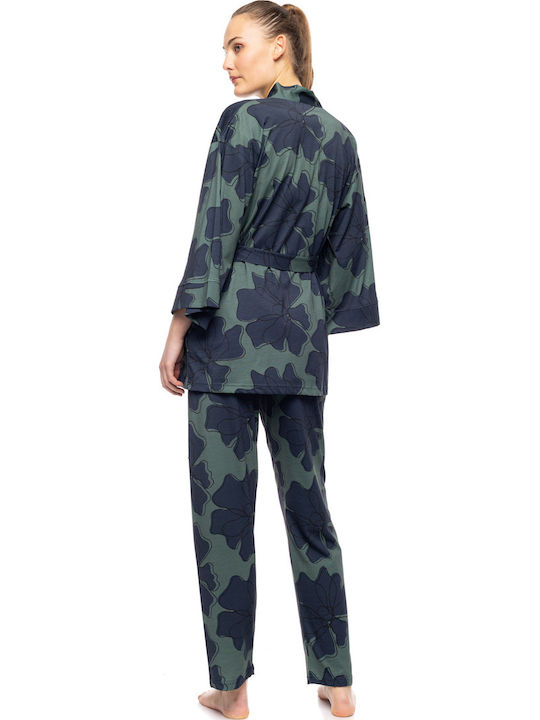 Pink Label Winter Women's Cotton Robe with Pajamas