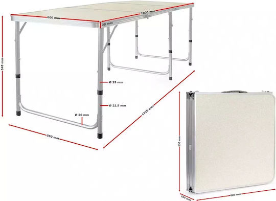 Verk Group Table for Camping Foldable in Case 180x60cm Beige