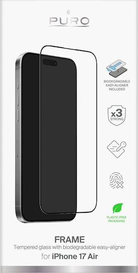 Puro Tempered Glass Μαύρο (iPhone 17 / 17 Pro / 16 Pro)