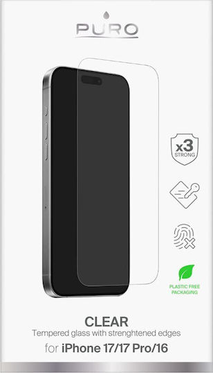 Puro Antibacterial Tempered Glass (iPhone 17 / 17 Pro / 16 Pro)