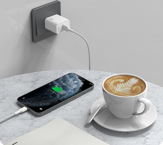Dudao Редовна USB 2.0 Кабел USB-C мъжки - USB-A мъжки 100W Бял 1м