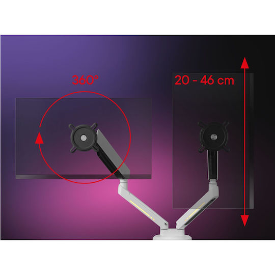 One For All Stand Desk Mounted for 2 Monitors with Arm White (DM8220)