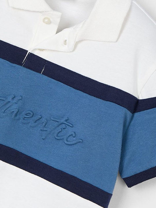 Kinderpolo Kurzarm Creme-hellblau