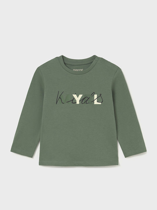 Kids Long-Sleeved Green Basic Blouse