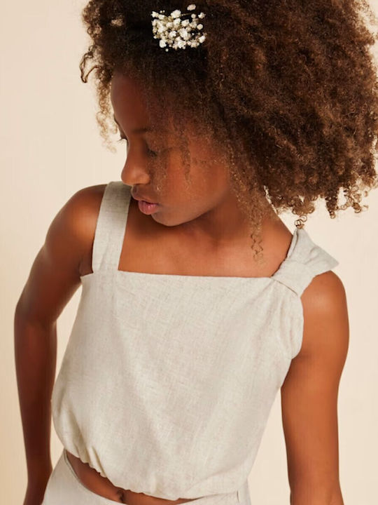 Kids' Crop Top Sleeveless Beige