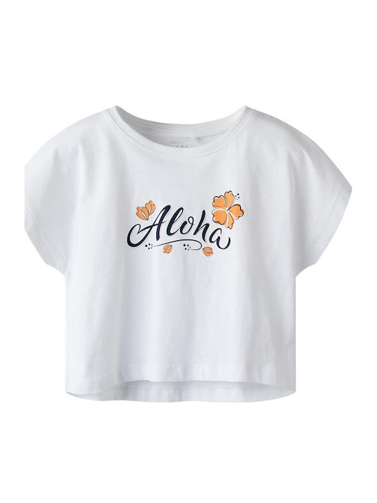 Kids' Crop Top Short Sleeve Bright White