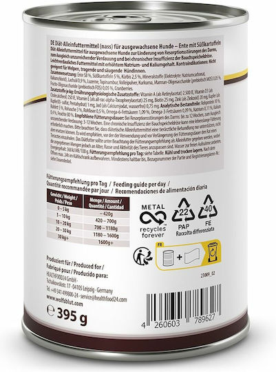 Wolfsblut Wet Dog Food Cans with Duck Grain-Free Gluten-Free 395g