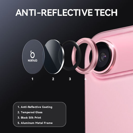 Northjo Camera Protection Tempered Glass Pink for the Apple iPhone Air
