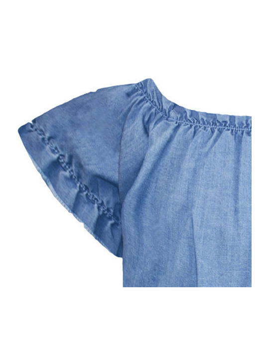 Παιδικό Crop Top Κοντομάνικο Μπλε