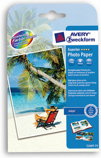 Avery Photo Paper Gloss A4 (21x30) 230gr/m² for Printers Inkjet 75 Sheets