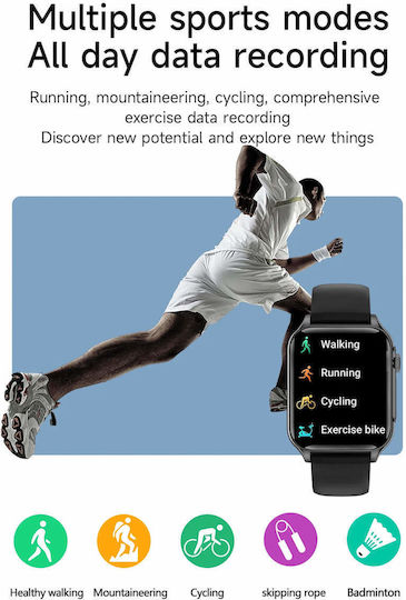 Microwear P6 Max Smartwatch με Παλμογράφο (Μαύρο)