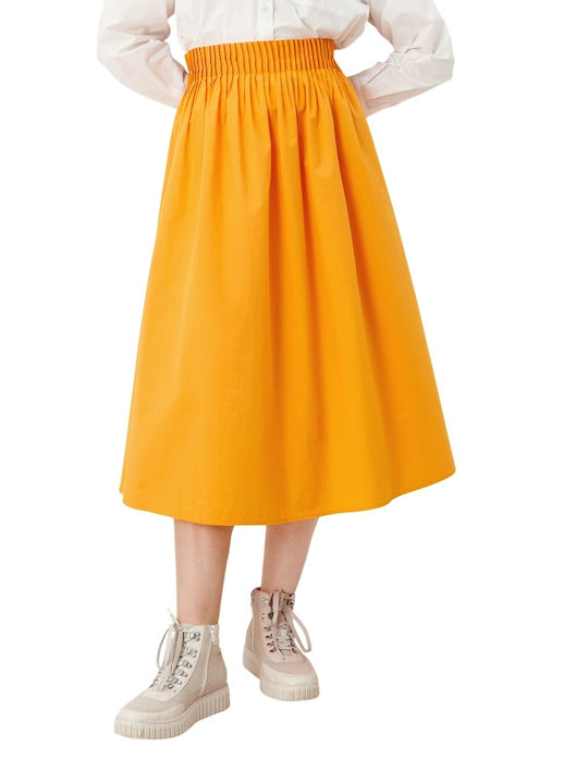 Red Label High-waisted Midi Skirt Orange