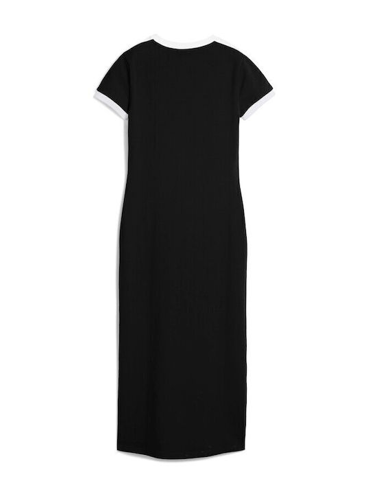 Rochie Sport Midi Mâneca Scurtă Neagră