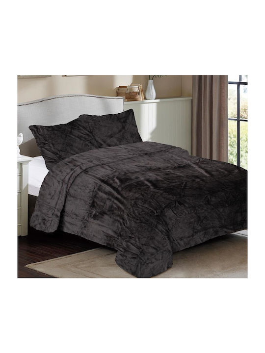 Dimcol Solid Κουβέρτα Fleece Μονή 160x220εκ. Grey-black