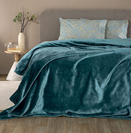 Palamaiki Lucy Pătură Polar Fleece Simplă 160x220 cm Albastru Petrol