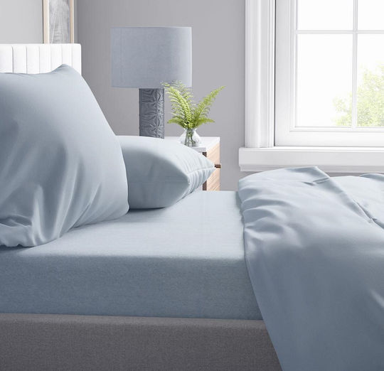 Dimcol Μαξιλαροθήκη με Φάσα Light Blue-grey 50x70εκ.