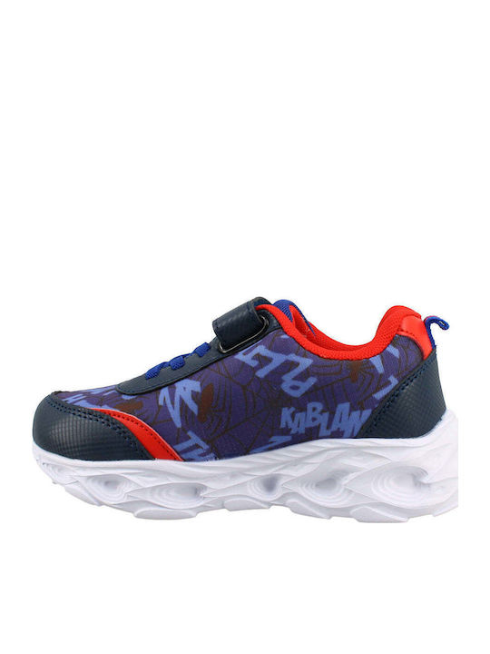 Kids Sneakers with Hoop & Loop Closure and Blue Lights 29.M13168BLUE-1