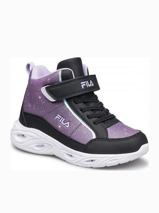 Încălțăminte sport Joasa pentru copii cu scai și lumini Violet