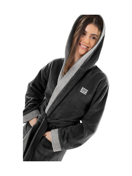 Guy Laroche Monogram Μπουρνούζι με Κουκούλα Black