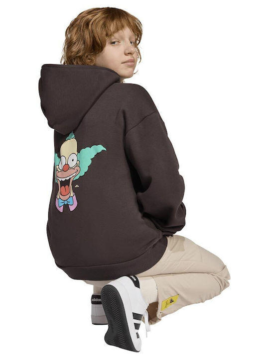 Fleece Kids Sweatshirt with Hood Brown