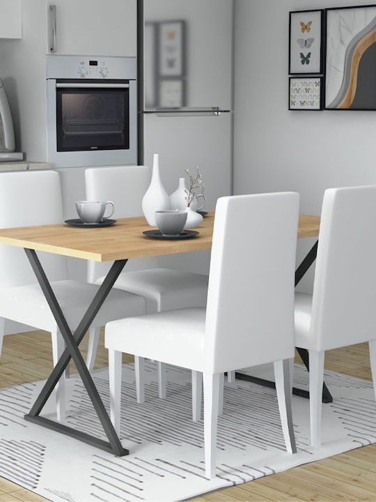 Bette Table Kitchen Wooden with Metal Frame Sonoma / Anthracite 140x80x76cm