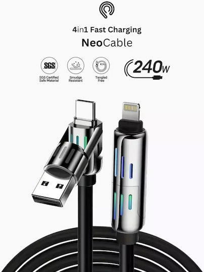 Hyperloq Regulär USB zu Blitzschlag / Typ-C,TC-TC Kabel Silber 1.2m
