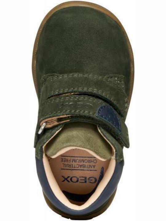 Leather Kids Boots with Velcro Green