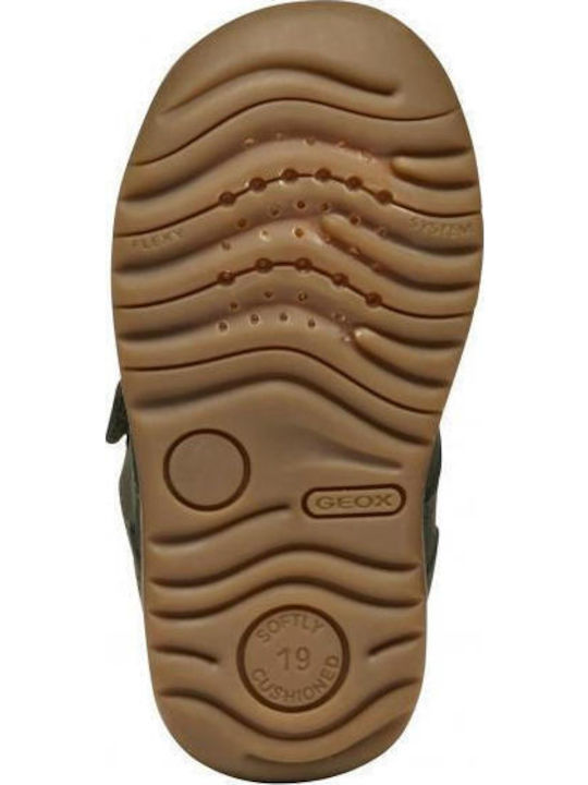 Leather Kids Boots with Velcro Green