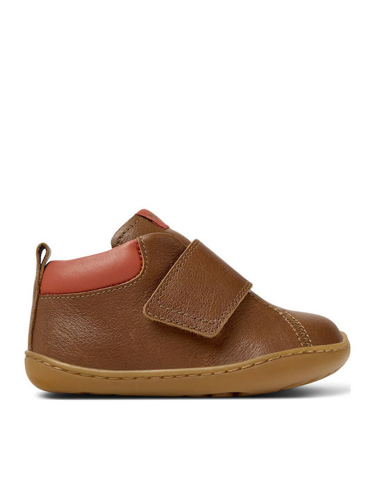 Peu Cami Leather Kids Boots with Velcro Brown