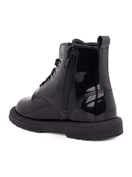 Anatomice Cizme Copii din Lac cu Fermuar Negre
