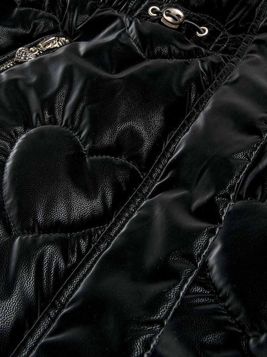 Kids' Quilted Jacket with Lining & Hood Black