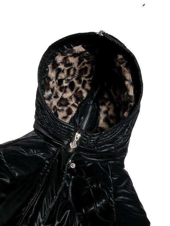 Kids' Quilted Jacket with Lining & Hood Black