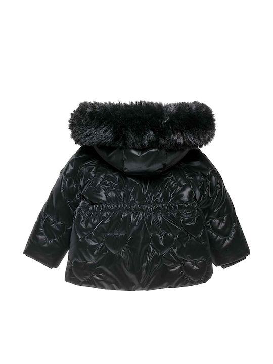 Kids' Quilted Jacket with Lining & Hood Black