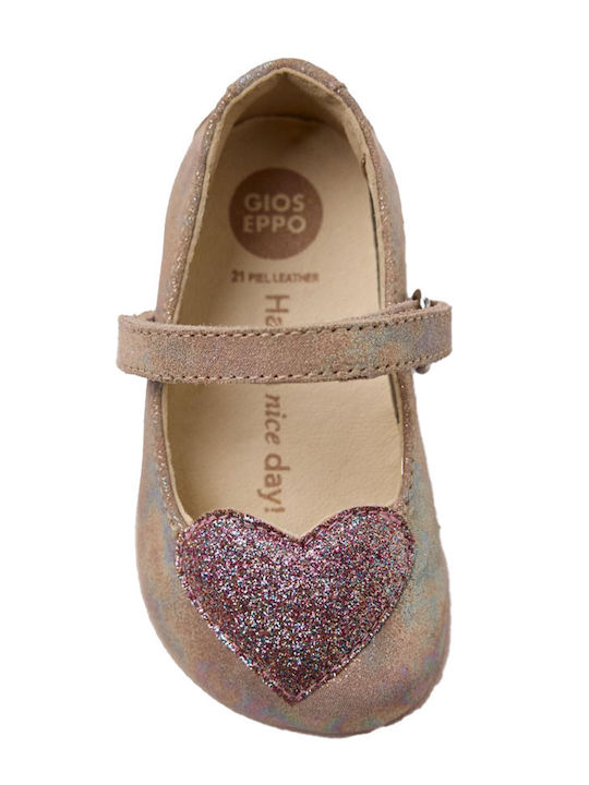 Balerini copii cu închidere Hoop & Loop Suede Roz