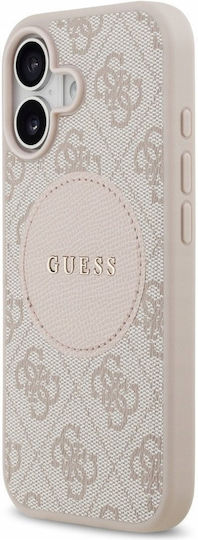 Guess 4g Circle Classic Logo Magsafe Umschlag Rückseite Synthetisches Leder / Kunststoff / Silikon Rosa (iPhone 17)
