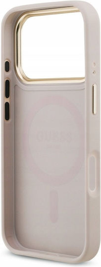 Guess 4g Strass Logo & Big Strap Metal Buttons Magsafe Umschlag Rückseite Kunststoff / Silikon Rosa (iPhone 17 Pro)