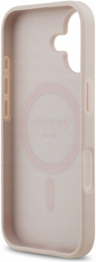Guess 4g Circle Classic Logo Magsafe Umschlag Rückseite Synthetisches Leder / Kunststoff / Silikon Rosa (iPhone 17)