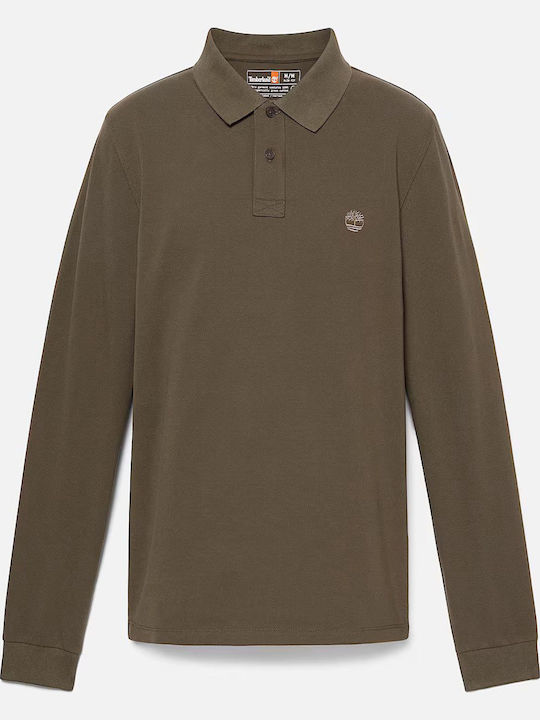 Millers River Polo Long Sleeve Blouse Dark Olive Green