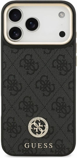 Guess 4g Strass Logo Magsafe Umschlag Rückseite Silikon / Kunststoff / Synthetisches Leder Schwarz (iPhone 17 Pro Max)