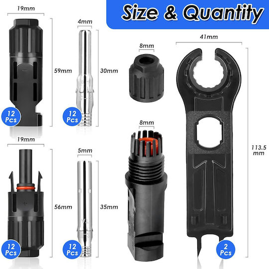 Set 10 Conectori Onuvio MC4 Accesorii Fotovoltaice Panouri Solare Masculin Feminin 1000V 45A Certificat CE RoHS Impermeabil IP67