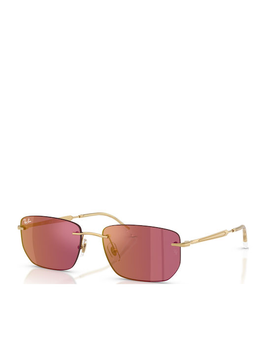 Ray Ban Unisex Sunglasses with Gold Metal Frame and Red Lens RB3768 001/D0