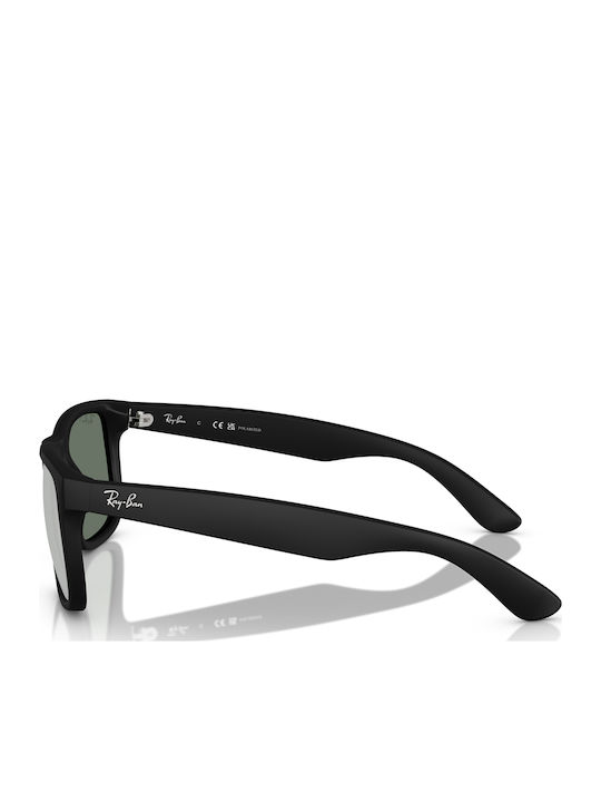 Ray Ban Justin Men's Sunglasses with Black Plastic Frame and Silver Polarized Mirror Lens RB4165 622/Y4