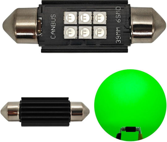 C5W C10W LED Bulb SV8.5 12-24V Canbus 39mm Green