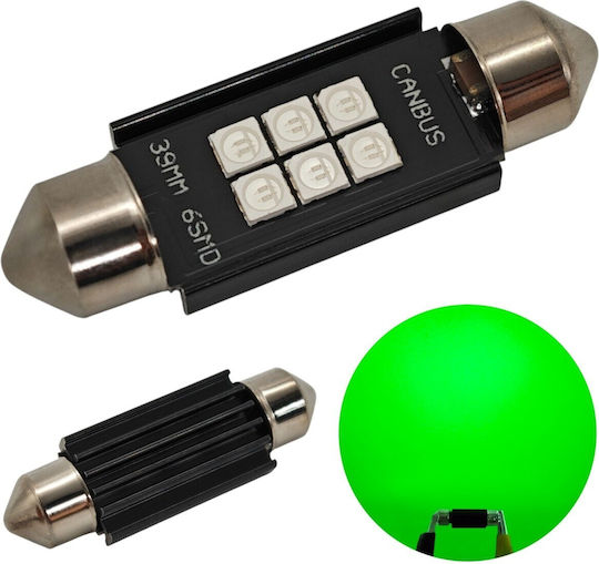 C5W C10W LED Bulb SV8.5 12-24V Canbus 39mm Green