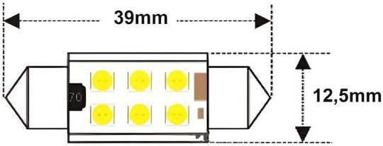 C5w C10w Bec Led Sv8.5 12-24v Canbus 39mm Portocaliu