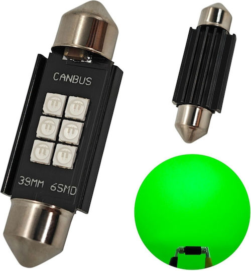 C5W C10W LED Bulb SV8.5 12-24V Canbus 39mm Green