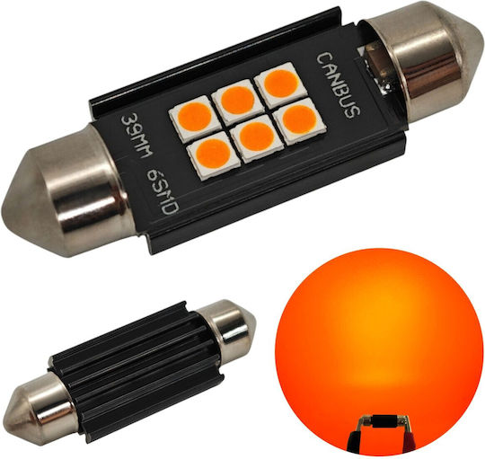 C5w C10w Bec Led Sv8.5 12-24v Canbus 39mm Portocaliu