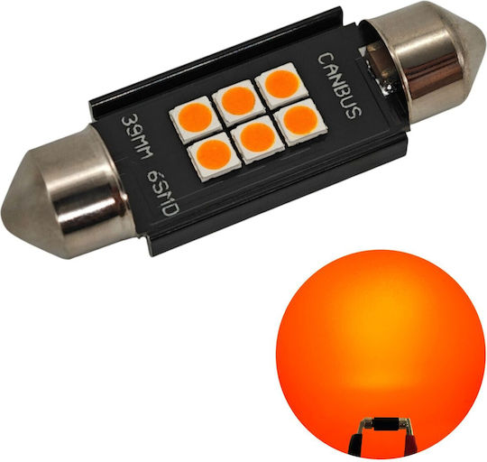 C5w C10w Bec Led Sv8.5 12-24v Canbus 39mm Portocaliu