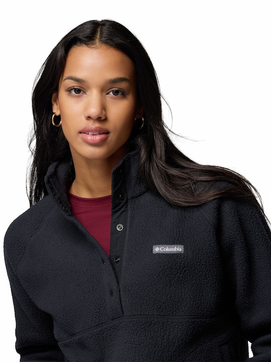 Χειμερινή Γυναικεία Fleece Μπλούζα με Φερμουάρ Μαύρο