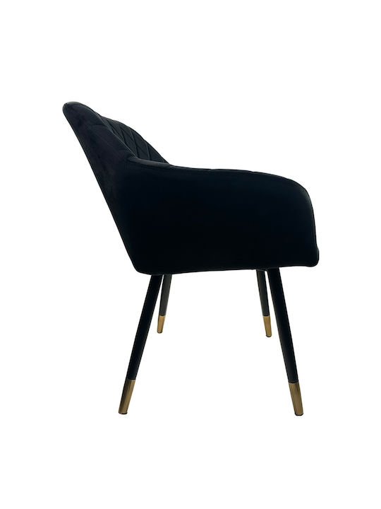 Esperanza Καρέκλα Τραπεζαρίας Βελούδινη Μαύρο 56x60x81εκ.